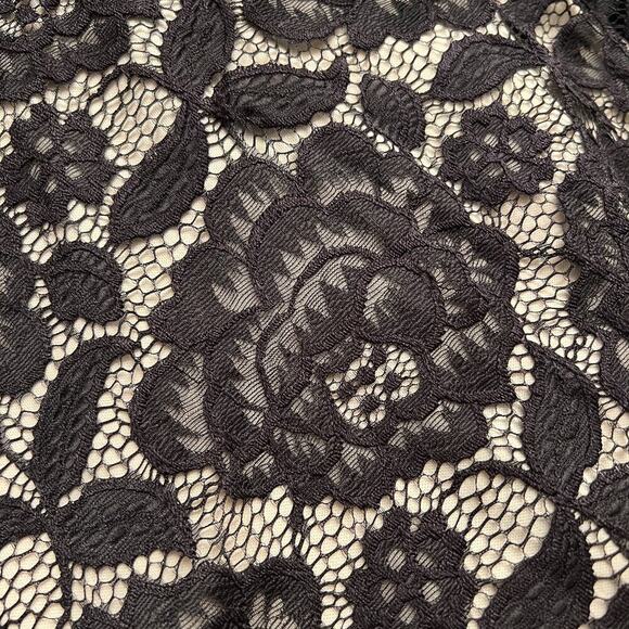 VINTAGE 90s Lace Mini Bodycon Dress sz Small XS Black Witchy Gothic 1/2 Sleeve - Picture 7 of 9